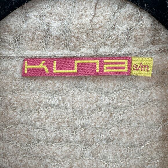 KUNA Beige Tan Baby Alpaca Oversized Short Sleeve Poncho Cardigan Sweater Sz S/M - Picture 4 of 5